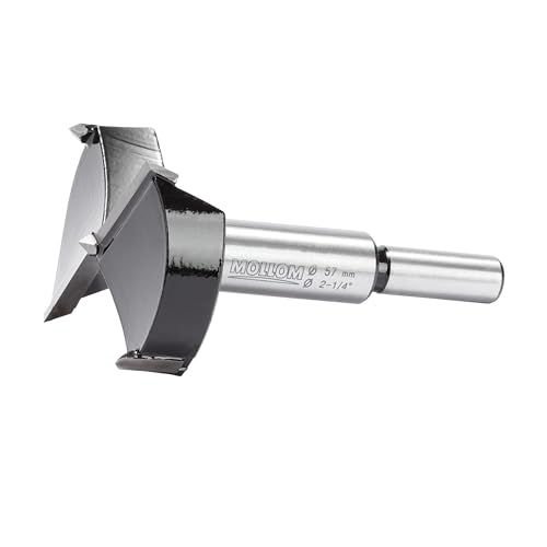 MOLLOM 2-1/4" (57mm) Forstner Drill Bit for Precise Woodworking with Durable YG8 Carbide Thickness of 2.0mm,This Hinge Cutter Tool is Ideal for Hard Wood Plastic