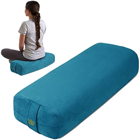Florensi Yoga Bolster Pillow - Luxurious Velvet Bolster for Restorative Yoga - Large Rectangular Cushion with Carry Handle - Supportive Meditation Cushion - Machine Washable Cover and Carry Handle Cover