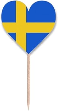 sweden national flag eu country Toothpick Flags Heart Lable Cupcake Picks