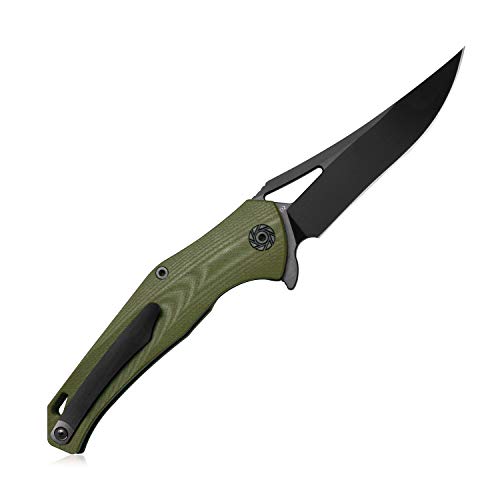 KUBEY Panthera KU150 EDC Folding Pocket Knife with 3.7" Trailing Point Blade and G10 Handle, Liner Lock and Flipper Open, for Outdoor Survival and Tactical (Green/Coated) - Thumbnail 2