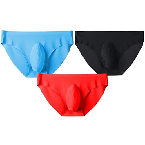 Ultra-thin Traceless Underwear Ice Silk Translucent Boxer Briefs U Pouch For Mens plus size Pack thin panties red male