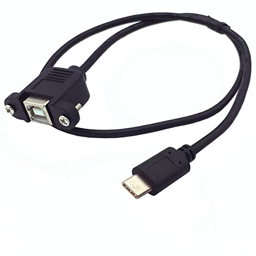 USB C Type C to USB 2.0 Bメス プリンター& ハードディスク 延長ケーブル 50CM ネジ固定穴マウントType-C オス I 型 - USB 2.0-B メス プリンター スキャナー モバイル HDD など 延長 ケーブル