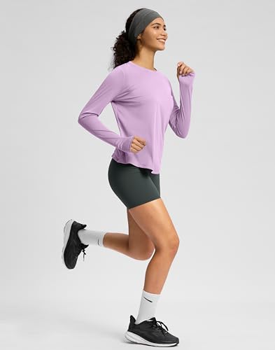 Image of Soothfeel Lightweight Long Sleeve Workout Tops for Women Gym Running Shirts