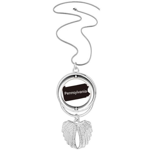 Collier carte Pennsylvanie ailes d'ange rotatives pour éviter les bijoux ternes