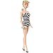 Barbie Signature Mattel 75th Anniversary Doll, Original 1959 Doll Reproduction in Black and White Swimsuit, with Wrist Tag, Gift for Collectors, Multi