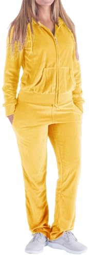 Image of LeeHanTon Womens Jogging Suits Sets Running Velour Outfit Zipper Warm Up 2 Pieces Hoodie and Pant Tracksuit