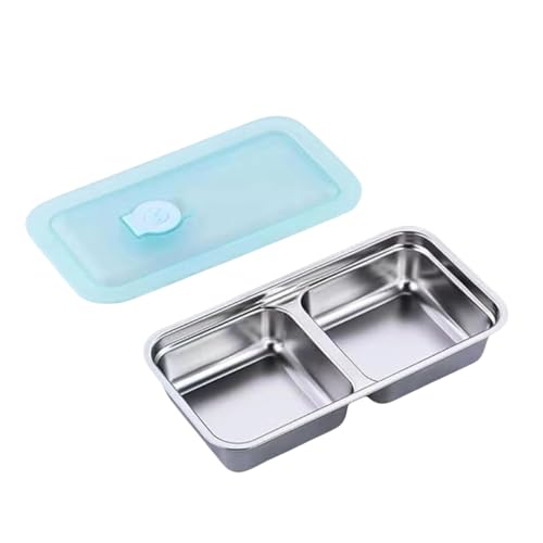 Grab and Go - Contenedores reutilizables de acero inoxidable de doble compartimiento, lavavajillas - Contenedores de condimentos reutilizables con tapas, aperitivos para llevar, viaje