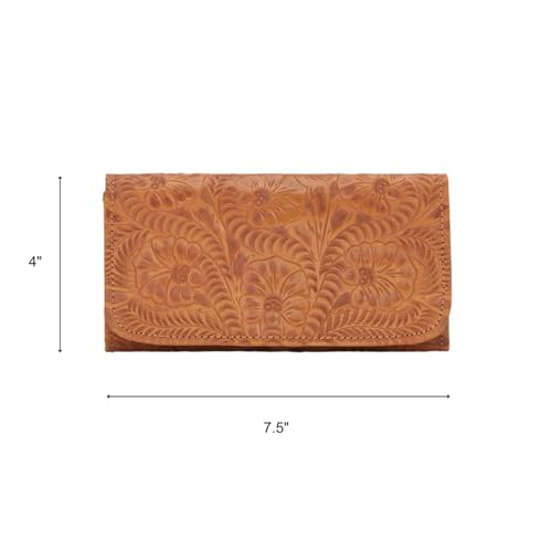 American West Women's Tri-Fold Leather Wallet Billfold for Women (Tan)3