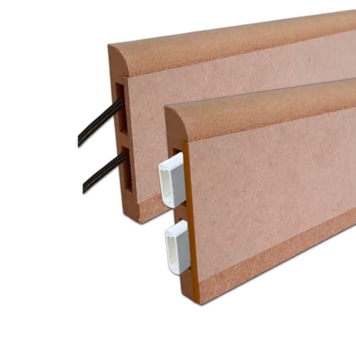 MadeInNature Plinthe électrique bois à peindre, Plinthe Bois MDF Naturel robuste, Plinthe passe câbles facile à poser, hauteur 10.8 cm, Fabrication...