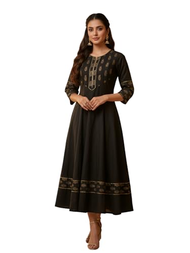 Image of Yash Gallery Women's Cotton Relaxed Fit Anarkali Kurta