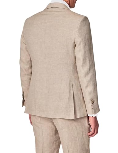 Men's 2 Piece Linen Suits Set Slim Fit Casual Double Breasted Linen Suit Men Summer Beach Wedding Suits2