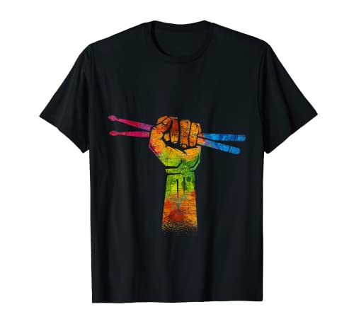 Drums Percussion Baguettes De La Batterie Colorés Drummer T-Shirt