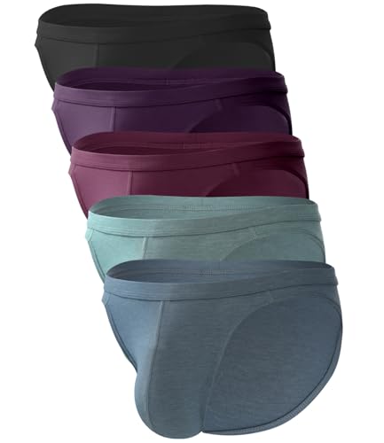 BAMBOO COOL Men's Bikini Underwear Soft Breathable Mens Bikini Briefs Tagless Mens Sexy Underwear with Contour Pouch 5 Pack