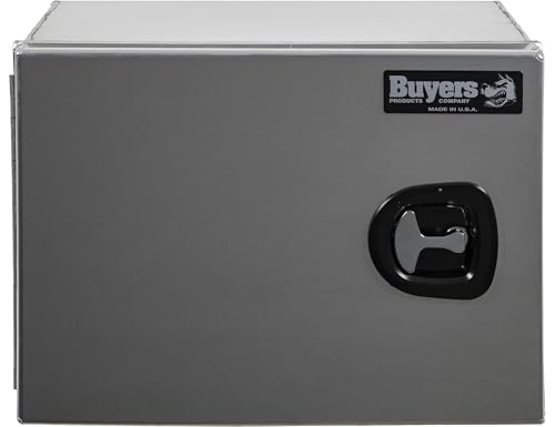 Image of Buyers Products 1705401 Pro Series 18x18x24 Smooth Aluminum Underbody Truck Tool Box, Single Barn Door, Compression Latch, 0.125 in Thick, Rain Gutter & Bulb Seal, Bolt-On Stainless Hinge