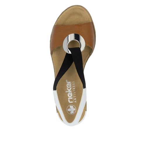 Image of Rieker 624H6 Fanni Women's Wedge Sandals - Lightweight, Comfortable and Supportive - Slip On Sandals with Cushioned Insole and High Wedge for Everyday Stylish Wear