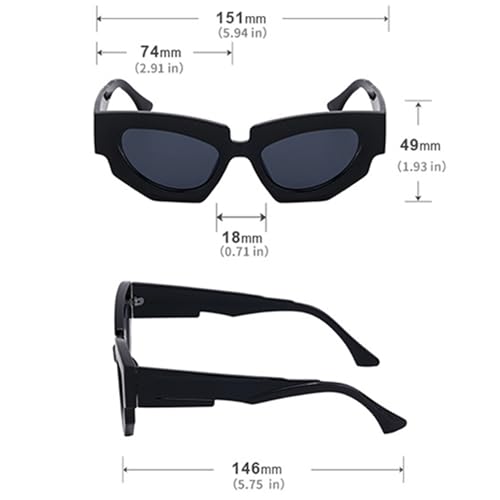 bullabulling Fashion Cat Eye Women Futuristic Sunglasses Retro Designer Men Trending Black Grey Sun Glasses Shades UV4004