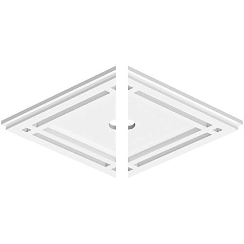 Image of Ekena Millwork CMP16X10DD2-01000 Diamond Architectural Grade PVC Contemporary, Two Piece Urethane Ceiling Medallions 16 inchW x 10 5 /8 inchH x 1 inchID x 5 1 /2 inchC x 1 inchP