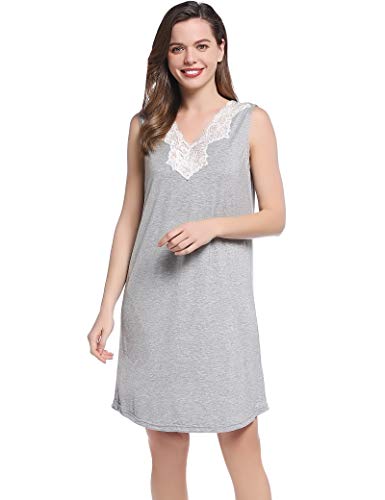 Joyaria Mujer sin mangas camisón/pijama/camisón corto verano vestidos de casa, gris, XXL Cover