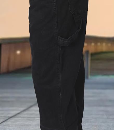 Image of i'sol Men's Loose Baggy Fit Cargo Carpenter Jeans with 6 Pockets Non-Stretchable