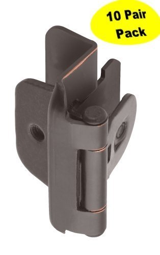 Amerock BP8704-ORB 1/2-inch (13mm) Overlay Double Demountable Cabinet Hinge, Oil Rubbed Bronze - 10 Pair (20 Units)