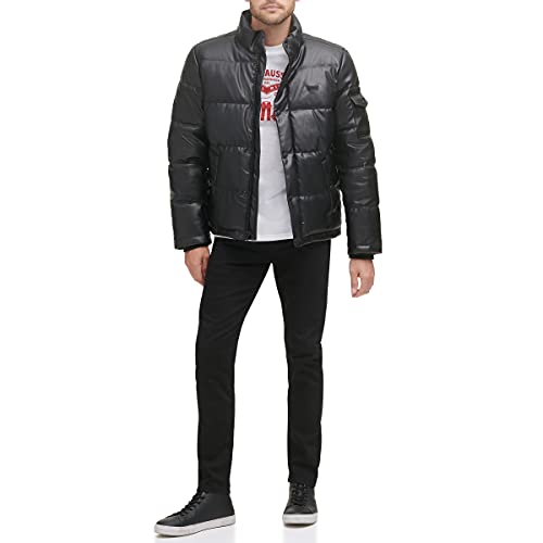 Levi's Men's Bubble Puffer, Black Faux Leather, Medium #TOP2