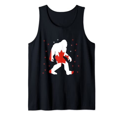 Funny Bigfoot Bandera Canadá Hoja de arce canadiense Camiseta sin Mangas