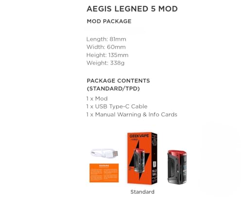 GEEKVAPE Aegis Legend 5 Box Mod 200W avec modes ECO Smart et TC - 4