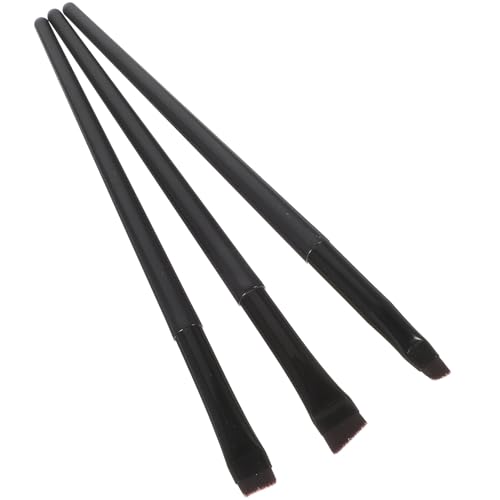 Alipis 3 piezas Pinceles de Maquillaje para Ojos y Cejas Cepillos Planos y Biselados con Mango Negro Herramientas Resistentes para Delineado y Definición Aptos para Profesionales y