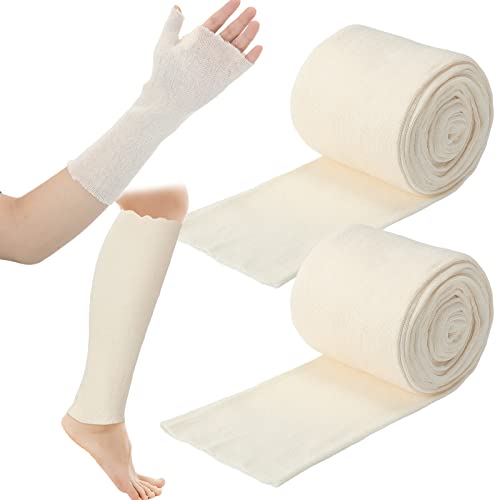 Nuanchu 2 Pack Cotton Stockinette Tubular Elastic Wrap Cast Stockinette Roll for Arm Leg(2 Inches X 16.4 ft)