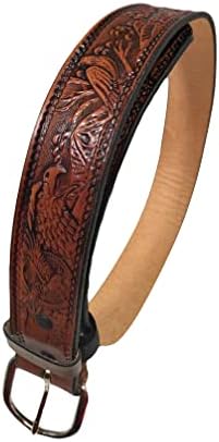 Eagle Design Handmade Mens Leather Belt Western Work Casual Belt 1.5" Wide Color Cocoa Brown (36)