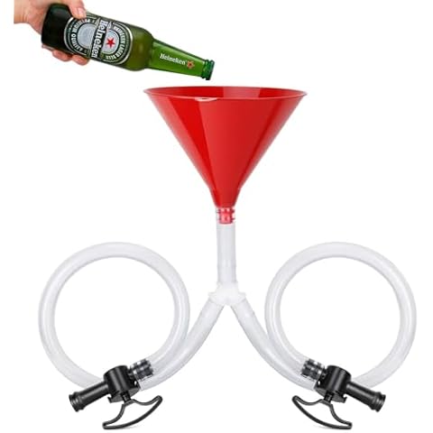 Farielyn-X Beer Bong Funnel with Valve - Newest Valve Design Extra Long 2.5 feet (30 inch) Kink Free Tube & Leakproof Easy Valve Premium Funnel for Beer Drinking Games, College Parties(Double Header) Cover