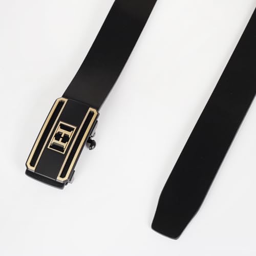 Image of Aurolran Men&Womens Leather Dress Belt Business Automatic Buckle Belt Color-Black Silver Gold