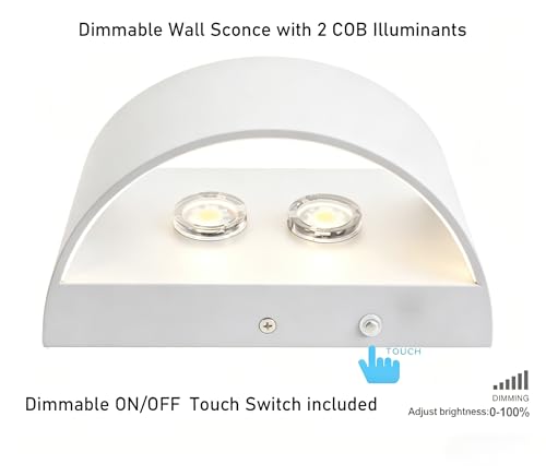 Image of Indoor Dimmable Wall Sconces with Dimmable Switch, Modern LED Sconces Wall Lighting Aluminum Wall Lights for Living Room Bedroom Hallway (Type B, 3000K)