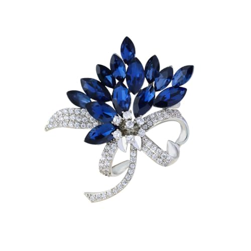 Image of Large Brooch Pin Austrian Crystal Leaf Shape Bouquet Rhinestone Scarf Decoration Wreath Cloth Brooches Pins For Women Girls