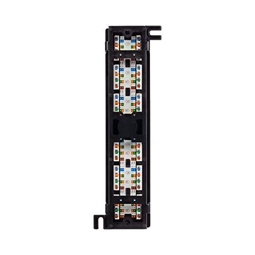 NavePoint 12-Port Cat5E UTP Unsheilded Mini Patch Panel with Wallmount Bracket Included Black