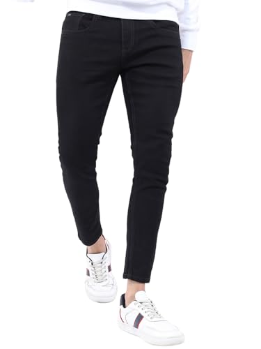 Image of Highlander Mens Tapered Fit Denim Jeans for Man |Jeans Pant Cropped Length|Mid-Rise|Stylish Casual Wear with Stretchable Fabric