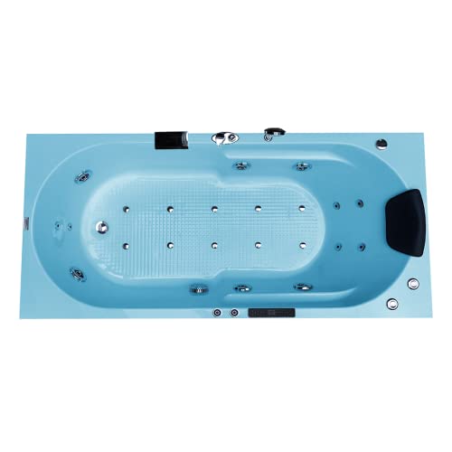 Image of Madonna Divine 5.5 ft. Bathtub with Whirlpool, Bubble and Back Massage, Filler Set and Online Heater with Digital Control Panel (Cyan Blue)