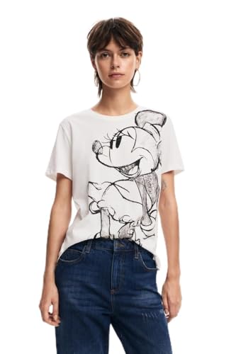 T-shirt Desigual en tricot pour femme blanc haut d'été chic et léger à manches courtes