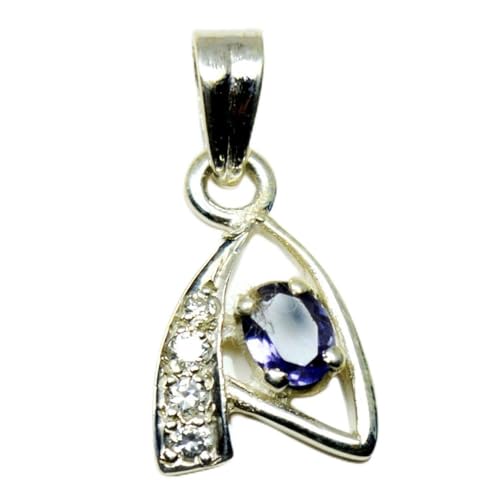 Boucles d'oreilles argent sterling 925 et iolite naturelle ovale