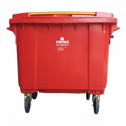 Image of Prima Big Plastic Wheeled Dustbin with Lid 660 Litre Red