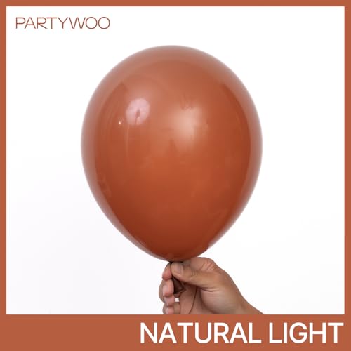 Image of PartyWoo Dark Brown Balloons 140pcs Different Sizes of 18 12 10 5 Inch Boho Neutral Coffee Tan Balloon Arch Kit Garland for Birthday Boy Baby Shower Jungle Safari Fall Party Decorations Brown-F08