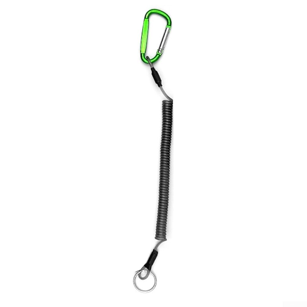 Fishing Anti-Lost Spiral Spring Lanyard with PVC Shell & Multi-Strand Steel Wire – 26 cm Contracted, 120 cm Max Stretch, 12 g – for Lure Pliers, R(GREEN)