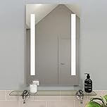 Croydex Thornton Bathroom Mirror with Lights - Easy to Install Bathroom LED mirror Battery Operated with All Fittings Included, Two Light Strips, Touch Button Power Switch, 60x40cm