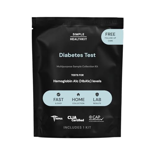 Simple HealthKit At-Home Diabetes Test Kit for Hemoglobin A1c (HbA1c) Levels - Diabetes Testing Kit - Pre-Diabetes Screening - A1c Home Test Kit - Free Follow Up Care & Fast Lab Results
