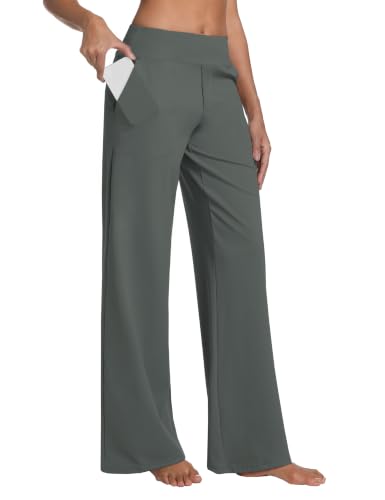 Image of BUBBLELIME Women High Waist Wide Legs Yoga Pants Loose Sweatpants Pockets | 29 inch /31 inch /33 inch /35 inch /37 inchInseam,2 Styles / Dress /Basic,Lounge,Comfy,Stretch Casual Work