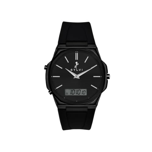 Image of Sylvi Blade Dual Time Analog Digital Silicone Strap Watch for Men