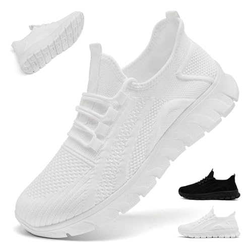 RGTYEK Womens Running Shoes Walking Tennis Sneakers Non Slip Gym Workout Athletic Comfortable Lightweight Breathable Fashion Sport Mesh Casual Shoe White Size 9