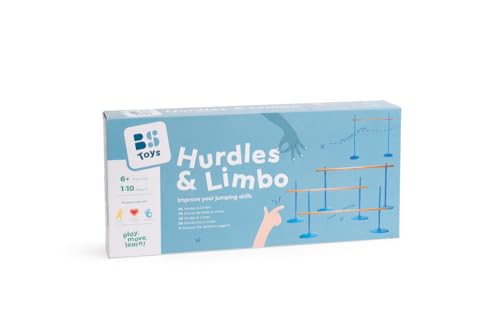 BS Toys Hindernisparcours Kinder – Verstellbare Hürden für Springen & Parkour – Sport & Bewegung ab 4 Jahren – Indoor & Outdoor Spiel – Trainingsset für Kinder – Blau (102x2x56 cm)
