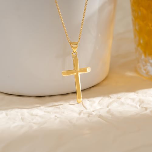 Gold Cross Necklace for Women 14k Gold Cross Necklaces for Women Classic Cross Pendent Necklace Gold Jewelry Baptism Faith Gifts for Mom4