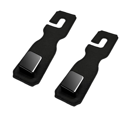 Ammtio Car Hooks for Headrest, 2Pcs Seat Back Storage Single Hook Leather Metal Multifunctional Car Hanger & Holder.